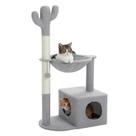 Árbol para Gatos MUTTROS Cactus 40 Torre para Gatos con Poste Rascador Gris