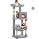 Árbol para gatos PETEPELA de 116 cm, 5 niveles para gatos de interior con hamaca gris
