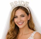Arco de Noiva Bride Perolado com Véu Festa Despedida De Solteira