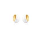 ARGOLA ABAULADA ESMALTADA BRANCA BANHADA A OURO - Joia Elegante