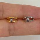 Argola aço cristal solitário clicker - dourado com cristal