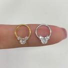 Argola aço daith minnie clicker dourada com zircônias