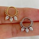 ARGOLA AÇO MAJESTIC CLICKER COM ZIRCÔNIAS NAVETES - 1,2mm