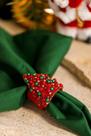 Argola Anel Porta Guardanapo Vermelho Bordado Árvore De Natal Miçanga Bárbara Argola Anel Porta Guardanapo Vermelho Bordado Árvore De Natal Miçanga Bárbara