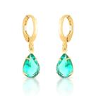 Argola Com Pingente De Gota Folheado A Ouro Turmalina