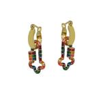 Argola com Pingente Esmaltado Colorido Banhado a Ouro - Joia Elegante