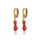 Argola Cravejada com Pingente Figa - Prata banho Ouro 18K Argola Cravejada com Pingente Figa - Prata banho Ouro 18K