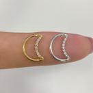 Argola de ouro 18k lua clicker com zircônias cristal