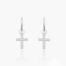 Argola de Prata 925 Pequena Brinco com Crucifixo Cravejado Prata Pura