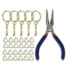 Argola Dourada 23mm E Elo Triangular 100 Peças Com Alicate Bico Reto Argola Dourada 23mm E Elo Triangular 100 Peças Com Alicate Bico Reto