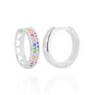 Argola em Prata 925 cravejada com microzircônias coloridas
