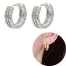 Argola Feminina Cravejada Banho Ouro 18k Rodio Branco Semi Joia Argola Feminina Cravejada Banho Ouro 18k Rodio Branco Semi Joia