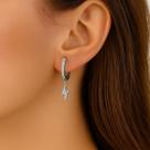 Argola Feminina Pingente Gota Banho Rodio Branco e Ouro 18k Semi Joias