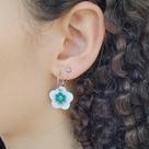 Argola Feminino Dupla Flor Banho Prateado