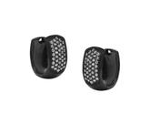 ARGOLA G COM CRAVAÇÃO DE ZIRCÔNIAS CRISTAIS BANHADA A RÓDIO NEGRO - 2cm x 1,1cm