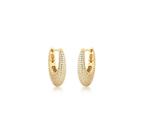 Argola oval cravejada com zircônias banhada a ouro