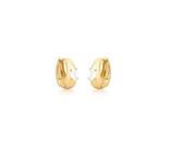Argola oval lisa com cristal oval banhada a ouro - joia semijoia