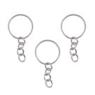 Argola para Chaveiro com Corrente Prata Niquel 25mm - 10 unidades