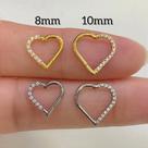 ARGOLA TITÂNIO CORAÇÃO COM ZIRCÔNIAS CLICKER - 1,2mm