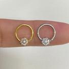 Argola titânio flor com seis zircônias clicker Argola titânio flor com seis zircônias clicker