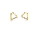 ARGOLA TRIANGULAR CURVA CRAVEJADA BANHADA A OURO - ZIRCÔNIAS - 5g - 1,7cm x 1,8cm