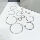 Argolas Femininas Cor Prata Modelos Variados Kit 6 Brincos Niquelados