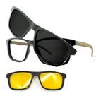 Armação de Grau Hb 0351 261 Preto Madeira com 2 Clipons CN