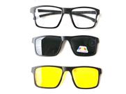 Armação De Óculos + 2 Lentes Clip On Noturna E Solar 2258