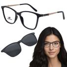 Armação de Óculos feminino Clip-on 2 em 1 Solar e Grau Preto Multiclips