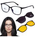 Armação De Óculos Feminino Clip On Multiclips Magnético Polarizado