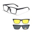 Armação De Óculos Masculino + 2 Clip On Óculos De Sol Troca Lentes 3 Em 1 Proteção UV Polarizado