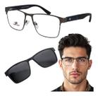 Armação De Óculos Masculino Quadrado Em Metal Clip On Solar