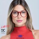Armação feminino redondo vermelho
