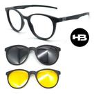Armação Grau Hb Swicth 0253 Preto Fosco Com 2 Clipons Cn