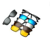Armação Lente Transparente + 5 Lentes Clip On Solar Noturna
