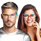 Armação Óculos Colorido Arco Íris LGBT Translúcido Modelo Gatinho Quadrado Unissex + Estojo + Flanela = 3 Produtos
