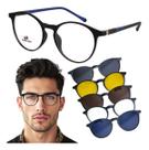 Armação Óculos Grau Redondo Clip On 6 Em 1 Uv400 Multiclips Preto