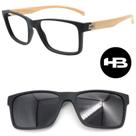 Armação Oculos Hb Switch 0339 261 Preto Madeira com 1 Clipon Armação Oculos Hb Switch 0339 261 Preto Madeira com 1 Clipon