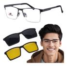 Armação Óculos P/ Grau Lente Clip On 3 Em 1 Metal Polarizado - Multiclips