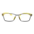 Armação para Óculos de Grau Quadrado Cinza Transparente Plaquetas Amarelas Haste Cinza Claro e Amarelo por Dentro Infantil Masculino Arco-Iris Kids Armação para Óculos de Grau Quadrado Cinza Transparente Plaquetas Amarelas Haste Cinza Claro e Amarelo por Dentro Infantil Masculino Arco-Iris Kids