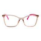 Armação para Óculos de Grau Quadrado Transparente Salmão Alaranjado Haste Rosa Pink Infantil Feminino Arco-íris Kids Armação para Óculos de Grau Quadrado Transparente Salmão Alaranjado Haste Rosa Pink Infantil Feminino Arco-íris Kids