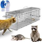 Armadilha Humanitária para Animais TeqHome, Gaiola Dobrável de Aço Galvanizado Resistente 66x23x25 cm para Gatos de Rua, Guaxinins, Marmotas, Esquilos, Uso Interno/Externo, Fácil de Capturar e Soltar