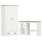 Armario 2 PT Mesa Escrivaninha 2 GV Madeira Maciça Branco Freijo Milani Store