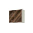 Armário Aéreo 02 Portas com Vidro Reflecta 80cm Fineze C659 Areia HP - Henn