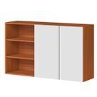 Armário Aéreo 100% MDF 2 Portas com Nicho 120 cm Luna Cinamomo/Branco