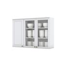 Armário Aéreo 120 Cm 03 Portas De Vidro Amy Branco Hp Casa 812 Branco Hp