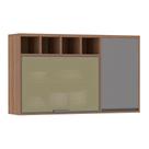 Armário Aéreo 120 cm 1 Porta Cinza Puro/Reflecta bronze 1 Porta Basculante e Nicho Superior Isa Luciane Móveis