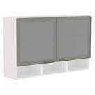 Armário Aéreo 120 cm 2 Portas Branco com Nicho e Vidro Reflecta Prata Pérola Luciane Móveis