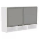 Armário Aéreo 120 cm 2 Portas Branco com Nicho e Vidro Reflecta Prata Pérola Luciane Móveis