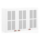 Armário Aéreo 120cm 3 Portas C/Vidro Janelinha Branco Pola